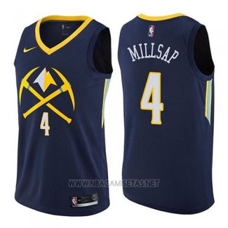 Camiseta Denver Nuggets Paul Millsap NO 4 Ciudad 2017-18 Azul