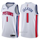 Camiseta Detroit Pistons Reggie Jackson NO 1 Association 2017-18 Blanco
