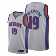 Camiseta Detroit Pistons Svi Mykhailiuk NO 19 Statement Gris