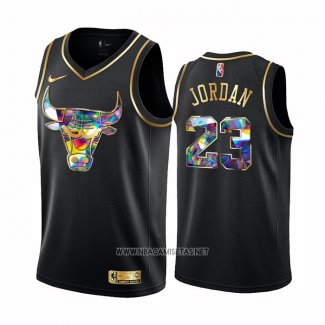 Camiseta Golden Edition Chicago Bulls Michael Jordan NO 23 2021-22 Negro