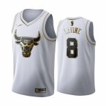 Camiseta Golden Edition Chicago Bulls Zach Lavine NO 8 2019-20 Blanco