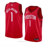 Camiseta Houston Rockets Michael Carter Williams NO 1 Earned 2018-19 Rojo