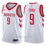 Camiseta Houston Rockets Zhou Qi NO 9 Swingman Association 2017-18 Blanco