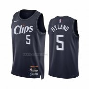 Camiseta Los Angeles Clippers Bones Hyland NO 5 Ciudad 2023-24 Azul