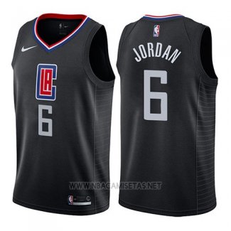 Camiseta Los Angeles Clippers Deandre Jordan NO 6 Statement 2019 Negro