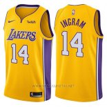Camiseta Los Angeles Lakers Brandon Ingram NO 14 2017-18 Amarillo