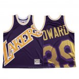 Camiseta Los Angeles Lakers Dwight Howard NO 39 Mitchell & Ness Big Face Violeta