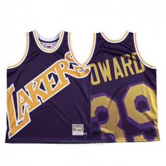 Camiseta Los Angeles Lakers Dwight Howard NO 39 Mitchell & Ness Big Face Violeta