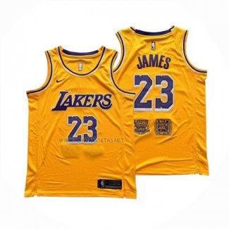 Camiseta Los Angeles Lakers LeBron James NO 23 Icon Amarillo