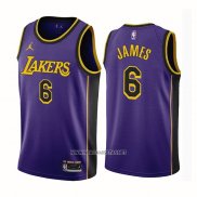 Camiseta Los Angeles Lakers LeBron James NO 6 Statement 2022-23 Violeta