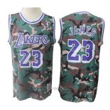 Camiseta Los Angeles Lakers Lebron James NO 23 Camuflaje Verde