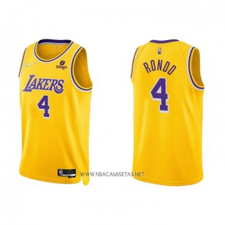 Camiseta Los Angeles Lakers Rajon Rondo NO 4 75th Anniversary 2021-22 Amarillo