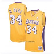 Camiseta Los Angeles Lakers Shaquille O'Neal NO 34 Mitchell & Ness 1999-00 Amarillo