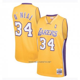 Camiseta Los Angeles Lakers Shaquille O'Neal NO 34 Mitchell & Ness 1999-00 Amarillo