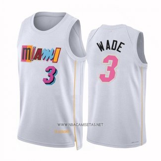 Camiseta Miami Heat Dwyane Wade NO 3 Ciudad 2022-23 Blanco