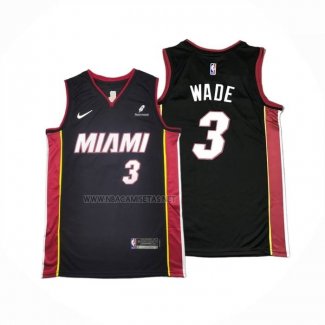 Camiseta Miami Heat Dwyane Wade NO 3 Icon 2024-25 Negro