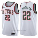 Camiseta Milwaukee Bucks Khris Middleton NO 22 Return To The Mecca Classic 2017-18 Blanco