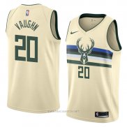 Camiseta Milwaukee Bucks Rashad Vaughn NO 20 Ciudad 2018 Crema