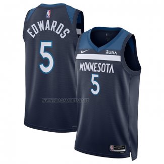 Camiseta Minnesota Timberwolves Anthony Edwards NO 5 Icon Azul