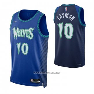 Camiseta Minnesota Timberwolves Jake Layman NO 10 Ciudad 2021-22 Azul