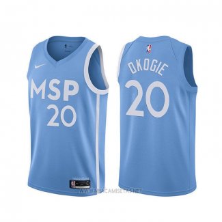 Camiseta Minnesota Timberwolves Josh Okogie NO 20 Ciudad 2019-20 Azul