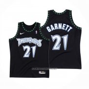 Camiseta Minnesota Timberwolves Kevin Garnett NO 21 Classic Negro