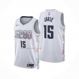 Camiseta Nino Denver Nuggets Nikola Jokic NO 15 Ciudad 2024-25 Blanco