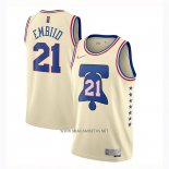 Camiseta Philadelphia 76ers Joel Embiid NO 21 Earned 2020-21 Crema