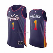 Camiseta Phoenix Suns Devin Booker NO 1 Ciudad Autentico 2023-24 Violeta