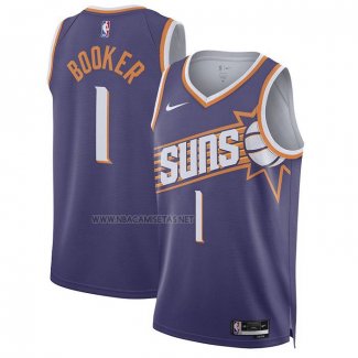 Camiseta Phoenix Suns Devin Booker NO 1 Icon 2023-24 Violeta