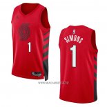 Camiseta Portland Trail Blazers Anfernee Simons NO 1 Statement 2022-23 Rojo