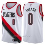 Camiseta Portland Trail Blazers Damian Lillard NO 0 2017-18 Blanco