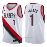 Camiseta Portland Trail Blazers Evan Turner NO 1 Association 2017-18 Blanco