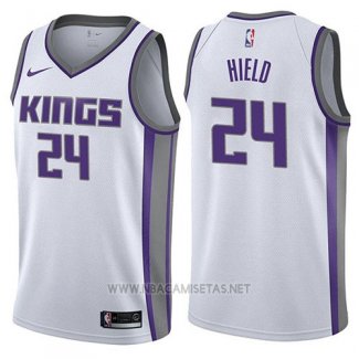 Camiseta Sacramento Kings Buddy Hield NO 24 Association 2017-18 Blanco