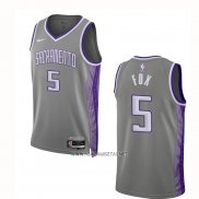 Camiseta Sacramento Kings De'Aaron Fox NO 5 Ciudad 2022-23 Gris