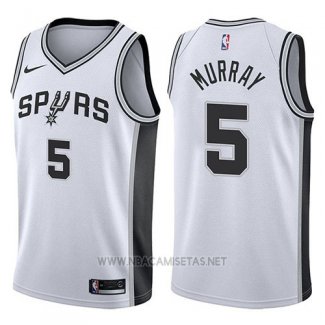 Camiseta San Antonio Spurs Dejounte Murray NO 5 Swingman Association 2017-18 Blanco