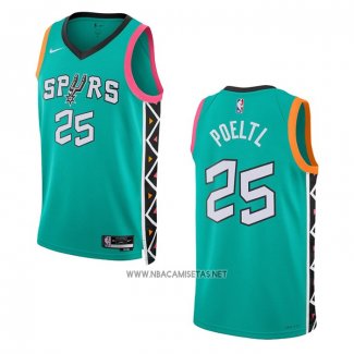 Camiseta San Antonio Spurs Jakob Poeltl NO 25 Ciudad 2022-23 Verde