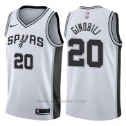 Camiseta San Antonio Spurs Manu Ginobili NO 20 2017-18 Blanco