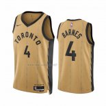Camiseta Toronto Raptors Scottie Barnes NO 4 Ciudad 2023-24 Oro