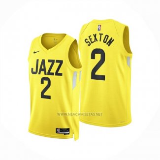 Camiseta Utah Jazz Colin Sexton NO 2 Icon 2024-25 Amarillo