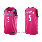 Camiseta Washington Wizards Cassius Winston NO 5 Ciudad 2022-23 Rosa