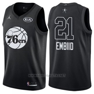 Camiseta All Star 2018 Philadelphia 76ers Jimmy Joel Embiid NO 21 Negro