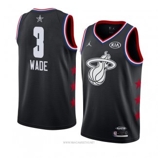 Camiseta All Star 2019 Miami Heat Dwyane Wade NO 3 Negro