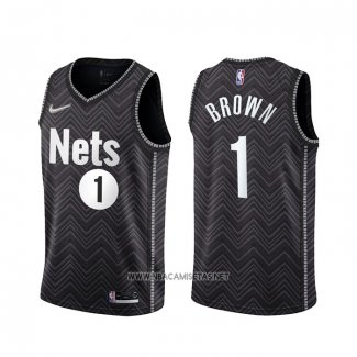 Camiseta Brooklyn Nets Bruce Brown NO 1 Earned 2020-21 Negro