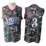 Camiseta Camuflaje Philadelphia 76ers Allen Iverson NO 3 1996-97 Verde