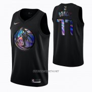 Camiseta Dallas Mavericks Luka Doncic NO 77 Iridescent Logo Negro