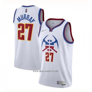 Camiseta Denver Nuggets Jamal Murray NO 27 Earned 2020-21 Blanco