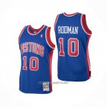 Camiseta Detroit Pistons Dennis Rodman NO 10 Mitchell & Ness 1988-89 Azul