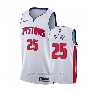 Camiseta Detroit Pistons Derrick Rose NO 25 Association 2018-19 Blanco