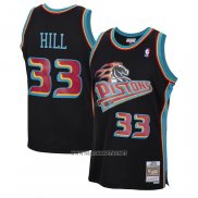 Camiseta Detroit Pistons Grant Hill NO 33 Mitchell & Ness 1998-99 Negro